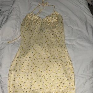 SHEIN Cream Yellow Halter Slip Dress